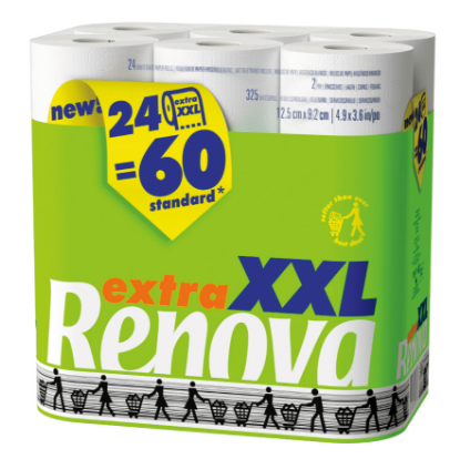 Mostrar detalhes para Papel Higiénico Extra Xxl de Folha Dupla RENOVA 24un Imagem de Papel Higiénico Extra Xxl de Folha Dupla RENOVA 24un