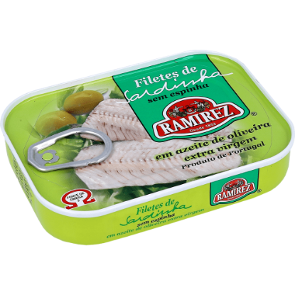 Mostrar detalhes para Filetes de Sardinha em Azeite Lata RAMIREZ 100g Imagem de Filetes de Sardinha em Azeite Lata RAMIREZ 100g
