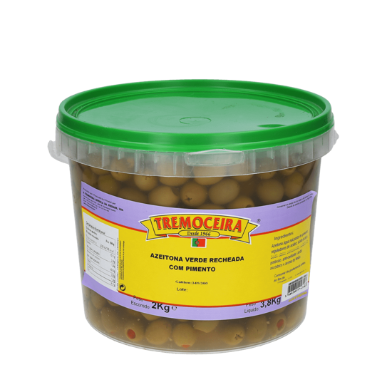 Imagem de Azeitona Verde Recheada Balde 34/36 TREMOCEIRA 2kg