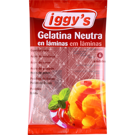 Imagem de Gelatina Neutra em Folhas IGGY'S 6x10g
