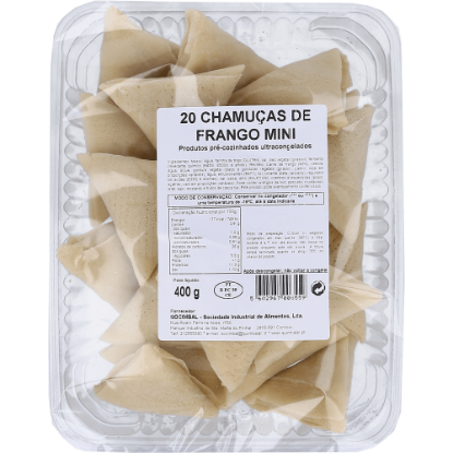 Mostrar detalhes para Mini Chamuças de Frango Ultracongeladas QUIMBALAR 20x20g Imagem de Mini Chamuças de Frango Ultracongeladas QUIMBALAR 20x20g