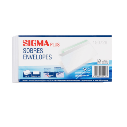 Mostrar detalhes para Envelopes 100G Com Fita Adesiva 110X220Mm SIGMA 50un Imagem de Envelopes 100G Com Fita Adesiva 110X220Mm SIGMA 50un
