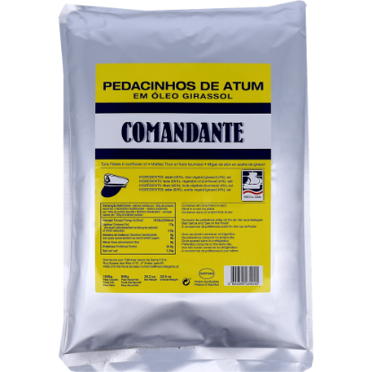 Mostrar detalhes para Atum em Óleo Pedaços Bolsa COMANDANTE 1kg Imagem de Atum em Óleo Pedaços Bolsa COMANDANTE 1kg