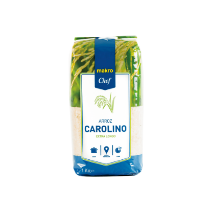 Mostrar detalhes para Arroz Carolino Extra Longo MAKRO CHEF 1kg Imagem de Arroz Carolino Extra Longo MAKRO CHEF 1kg