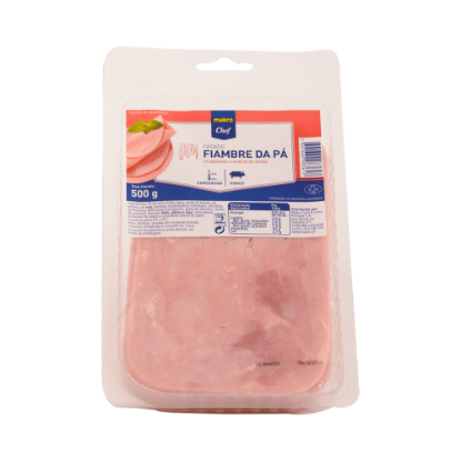 Mostrar detalhes para Fiambre da Pá Fatiado MAKRO CHEF 500g Imagem de Fiambre da Pá Fatiado MAKRO CHEF 500g