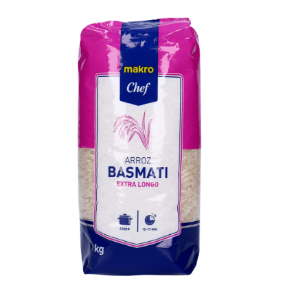 Mostrar detalhes para Arroz Basmati Extra Longo MAKRO CHEF 1kg Imagem de Arroz Basmati Extra Longo MAKRO CHEF 1kg