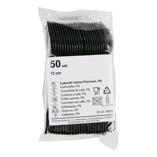 Imagem de Colheres de Café Pretas 13Cm PAPSTAR 50un