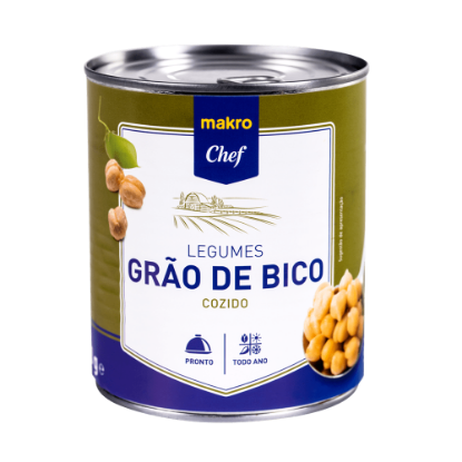 Mostrar detalhes para Grão de Bico Lata MAKRO CHEF 820g Imagem de Grão de Bico Lata MAKRO CHEF 820g