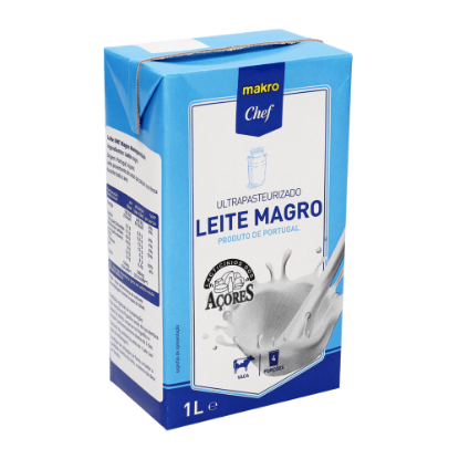 Mostrar detalhes para Leite Uht Magro Dos Açores MAKRO CHEF 6x1L Imagem de Leite Uht Magro Dos Açores MAKRO CHEF 6x1L