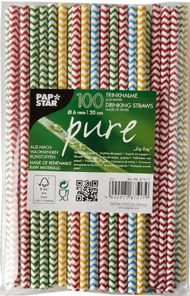 Mostrar detalhes para Palhinhas de Papel Cores PAPSTAR 100un Imagem de Palhinhas de Papel Cores PAPSTAR 100un