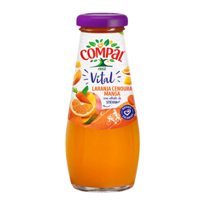 Mostrar detalhes para Sumo de Laranja Cenoura e Manga COMPAL VITAL 200ml Imagem de Sumo de Laranja Cenoura e Manga COMPAL VITAL 200ml