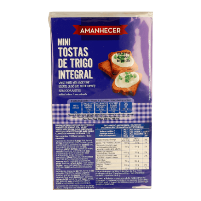 Mostrar detalhes para Mini Tosta Integral AMANHECER 120g Imagem de Mini Tosta Integral AMANHECER 120g