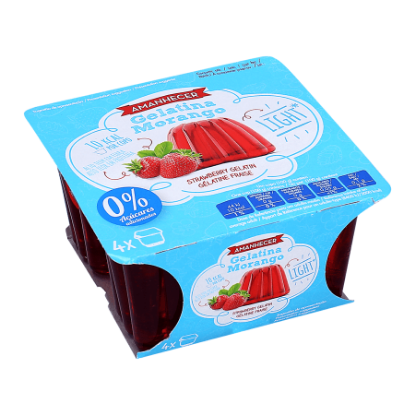 Mostrar detalhes para Gelatina Refrigerada Morango Light AMANHECER 4x100g Imagem de Gelatina Refrigerada Morango Light AMANHECER 4x100g