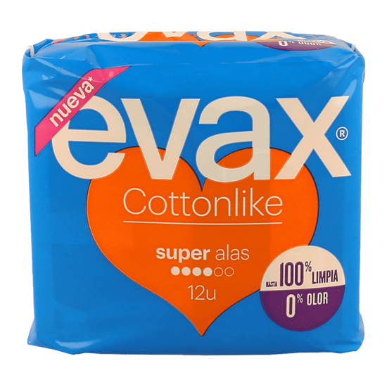 Imagem de Pensos Higiénicos Cottonlike Super Com Abas EVAX 12un
