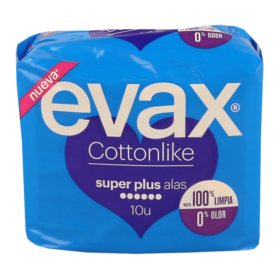 Imagem de Pensos Higiénicos Cottonlike Super Plus Com Abas EVAX 10un
