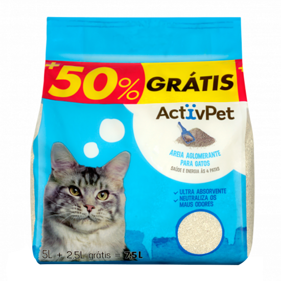 Imagem de Absorvente Para Gatos de Areia Aglomerante ACTIVPET 5+2,5L