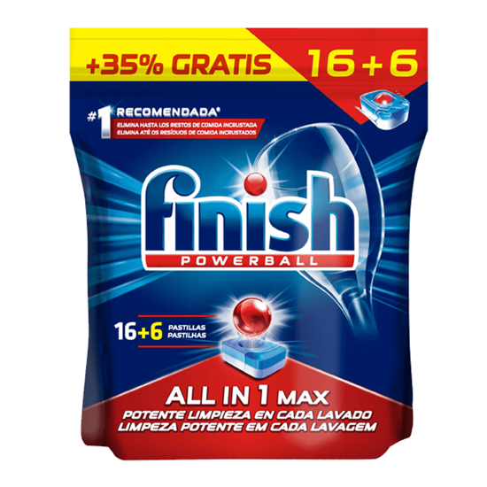 Imagem de Máquina Loiça Detergente Pastilhas FINISH 16+6 doses
