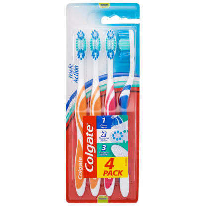Mostrar detalhes para Escova Tripla Acção Média COLGATE 4un Imagem de Escova Tripla Acção Média COLGATE 4un