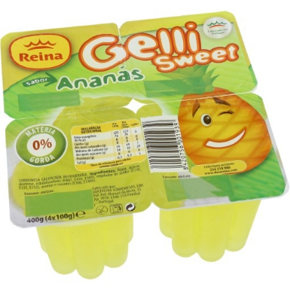Mostrar detalhes para Sobremesa Gelatina Ananás Gelli Sweet REINA 4x100g Imagem de Sobremesa Gelatina Ananás Gelli Sweet REINA 4x100g