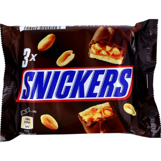 Imagem de Snacks Chocolate de Caramelo e Amendoins SNICKERS 3x50g