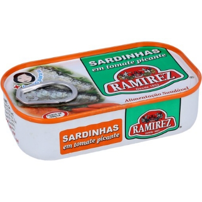 Mostrar detalhes para Sardinhas em Tomate Picante RAMIREZ 125g Imagem de Sardinhas em Tomate Picante RAMIREZ 125g