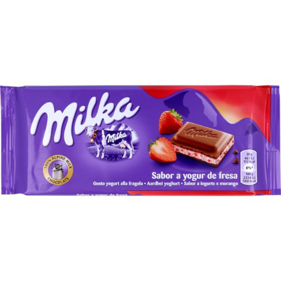 Imagem de Chocolate de Iogurte & Morango MILKA 100g