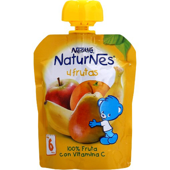 Imagem de Fruta Para Bebé 4 Frutas +4 Meses Pacotinho Nestlé NATURNÉS 90g