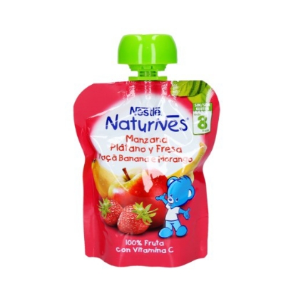 Mostrar detalhes para Fruta Para Bebé Maçã Banana Morango +8 Meses Pacotinho Nestlé NATURNÉS 90g Imagem de Fruta Para Bebé Maçã Banana Morango +8 Meses Pacotinho Nestlé NATURNÉS 90g