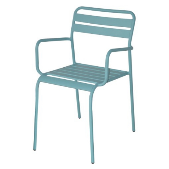 Imagem de Cadeira Ferro Com Braços Azul Claro 1un