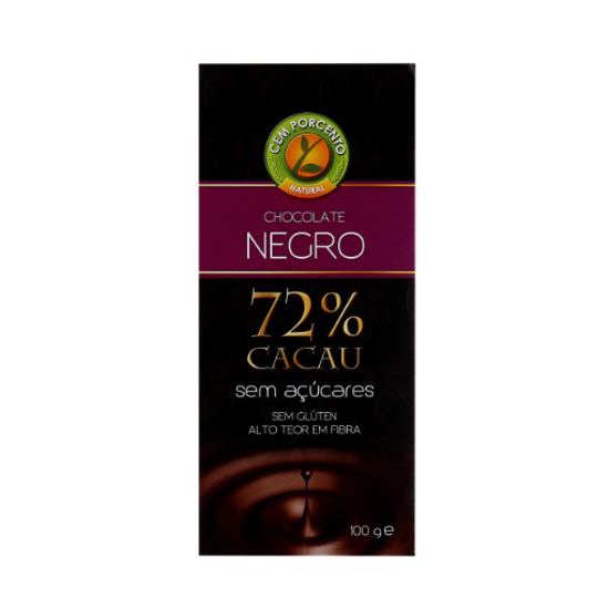 Imagem de Chocolate Negro 72% Cacau Sem Açucar CEM PORCENTO 100g