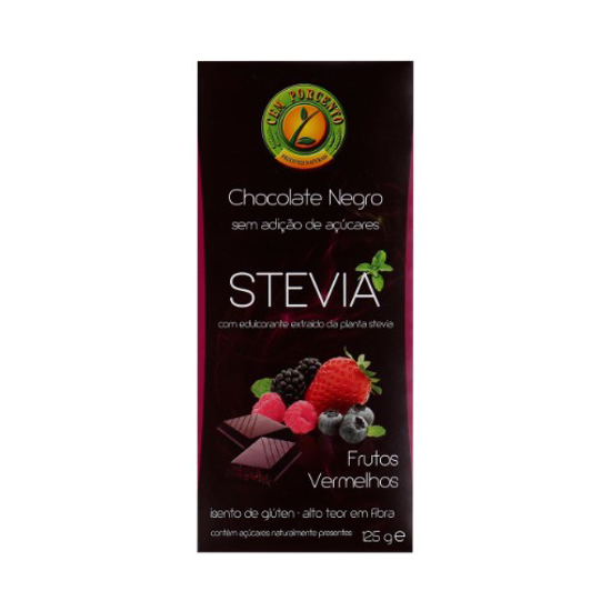 Imagem de Chocolate Negro Frutos Vermelhos Com Stevia CEM PORCENTO 125g