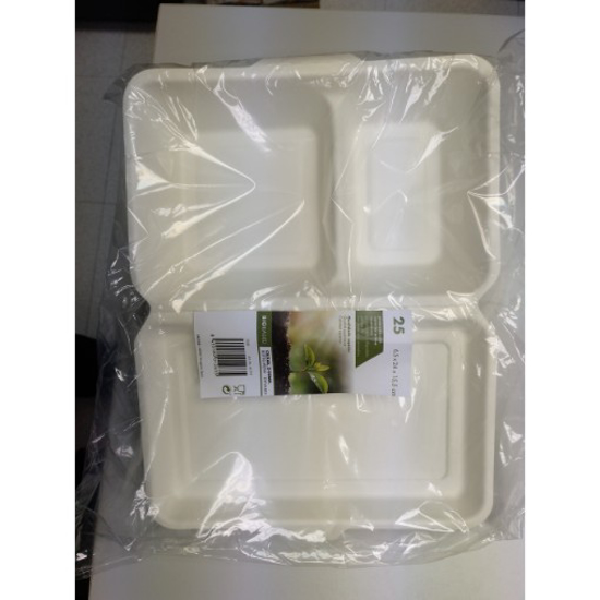 Imagem de Caixa em Cana de Açúcar Com 2 Compartimentos 24X15,5X6,5 PAPSTAR 25un