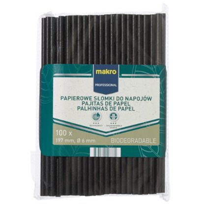 Mostrar detalhes para Palhinhas Papel Pretas 200Mmx6Mm 100 Unidades MAKRO PROFESSIONAL 100un Imagem de Palhinhas Papel Pretas 200Mmx6Mm 100 Unidades MAKRO PROFESSIONAL 100un