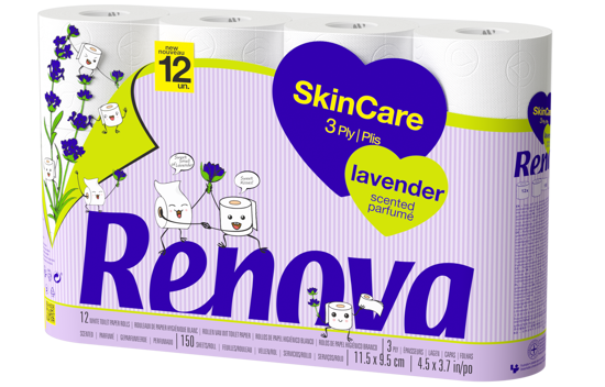 Imagem de Papel Higiénico Skincare Lavanda 3 Folhas RENOVA 12 roLos