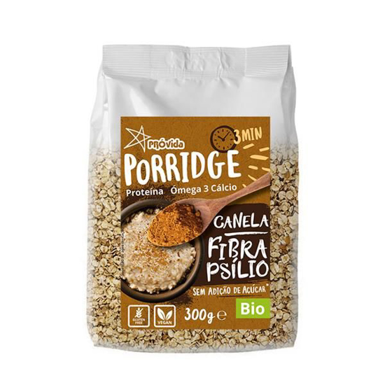 Imagem de Papas de Aveia Porridge Canela e Fibra Psílio sem Adição Açúcar Vegan Biológico sem Glúten PRÓVIDA emb.300g