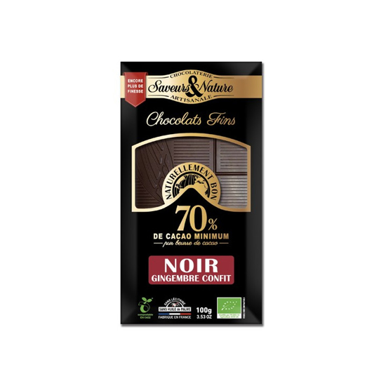 Imagem de Chocolate Preto com Gengibre SAVEURS&NATURE 100g