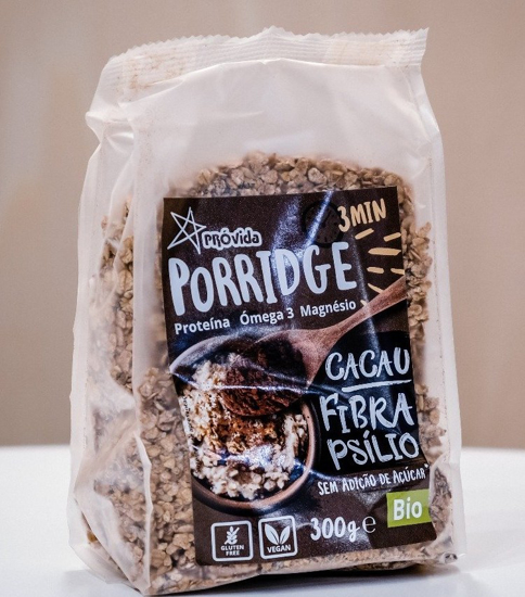 Imagem de Papas de Aveia Porridge Cacau e Fibra Psílio sem Adição Açúcar Vegan Biológico sem Glúten PRÓVIDA emb.300g