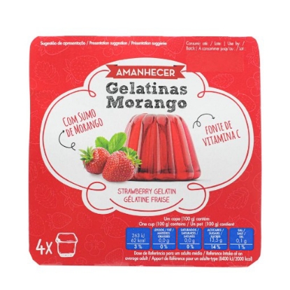 Mostrar detalhes para Gelatina Refrigerada Morango AMANHECER 4x100g Imagem de Gelatina Refrigerada Morango AMANHECER 4x100g
