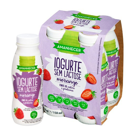 Imagem de Iogurte Líquido Aroma Morango Sem Lactose AMANHECER 4x170g