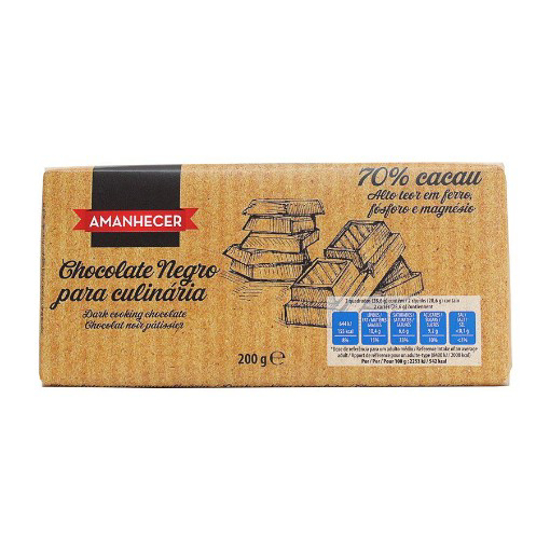 Imagem de Tablete de Chocolate Para Culinária 70% Cacau AMANHECER 200g