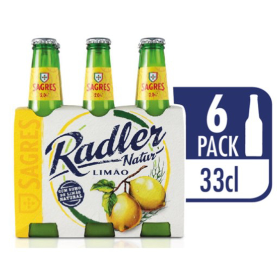Imagem de Cerveja com Álcool com Sumo de Limão Radler Natur SAGRES emb.6x33cl