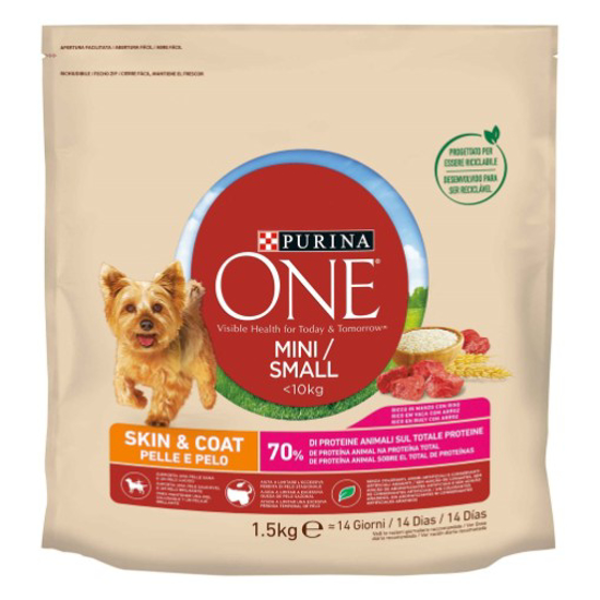 Imagem de Ração para Cão Mini Pele e Pelo PURINA ONE MINI emb.1,5kg