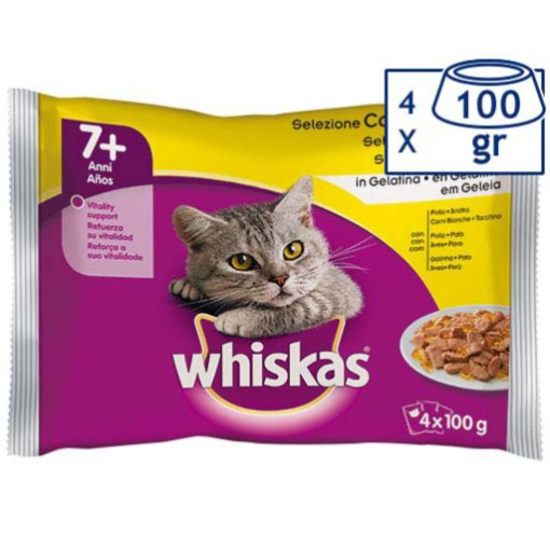 Imagem de Comida Húmida para Gato +7 anos Aves WHISKAS emb.4x100g