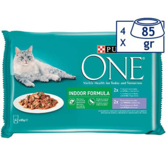 Imagem de Comida Húmida para Gato Indoor Atum e Vitela PURINA ONE emb.4x85g