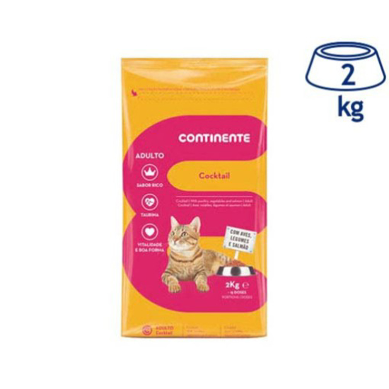 Ração para Gato Adulto Cocktail Aves, Legumes e Salmão - emb. 2 kg -  Continente