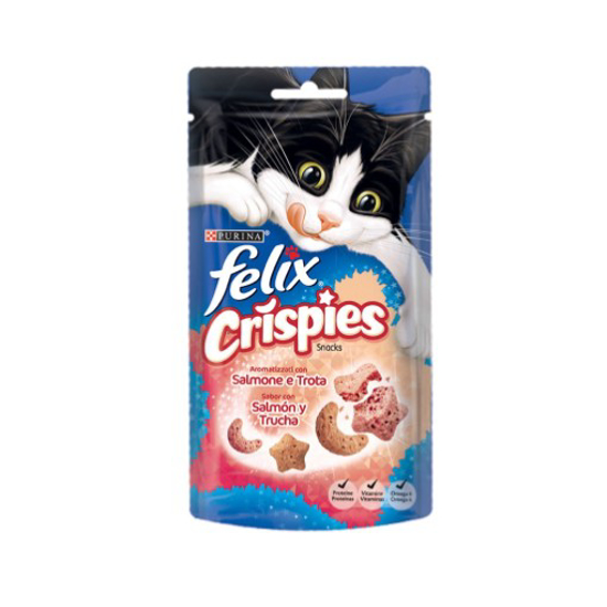Imagem de Snack para Gato Crispies com Sabor a Salmão e Truta PURINA FELIX emb.45g