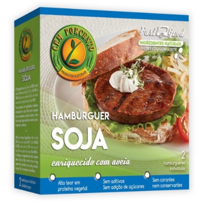 Mostrar detalhes para Burguer Soja CEM PORCENTO emb.150g Imagem de Burguer Soja CEM PORCENTO emb.150g
