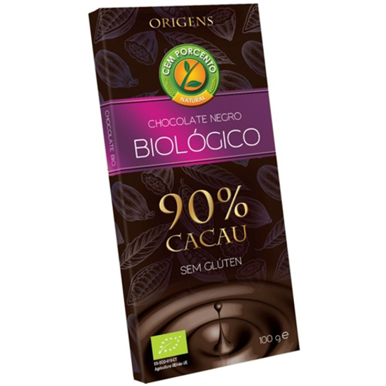 Imagem de Chocolate Negro 90% Cacau Bio CEM PORCENTO emb.100g