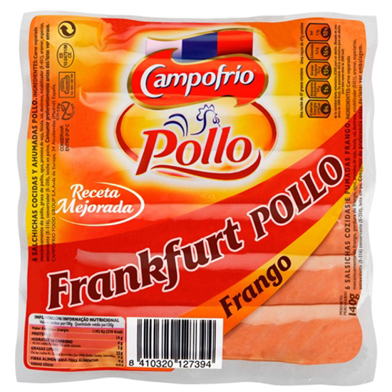 Imagem de Salsichas de Frango Frankfurt Vácuo CAMPOFRIO emb.140g