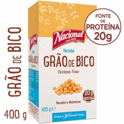 Mostrar detalhes para Farinha de Grão de Bico NACIONAL emb.400g Imagem de Farinha de Grão de Bico NACIONAL emb.400g